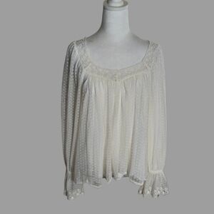 LOFT Cream Lace Detail Blouse